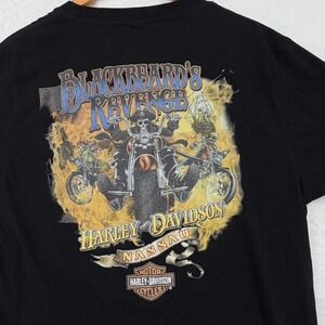 Harley-Davidson Nassau Bahamas Blackbeard's Revenge Pirate Black T-Shirt Mens L